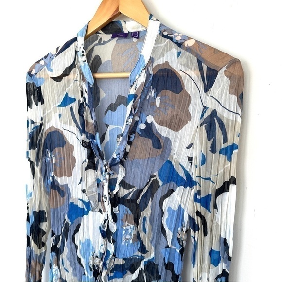 Mexx button down shirt with long sleeves, small mandarin collar, semi-sheer - Picture 4 of 13